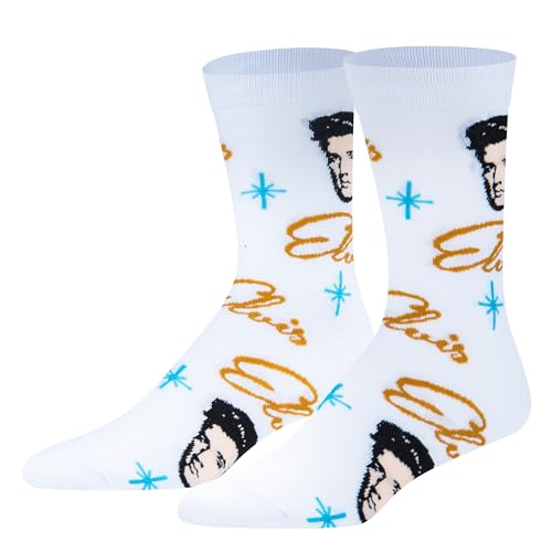 Crazy Socks, Retro Elvis, 1950's King of Rock N Roll, Adult Novelty Crew Socks