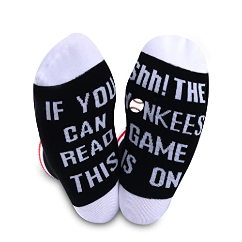 TSOTMO 2 Pairs Baseball Socks Baseball Socks If You Can Read This The Game Is On Socks Gift For Bsaeball Team (Yank)