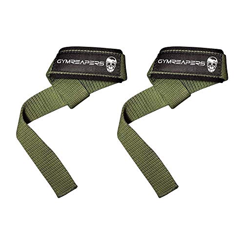Gymreapers Lifting Wrist Straps for Weightlifting, Bodybuilding, Powerlifting, Strength Training, & Deadlifts - Padded Neoprene with 18' Cotton (Military Green)