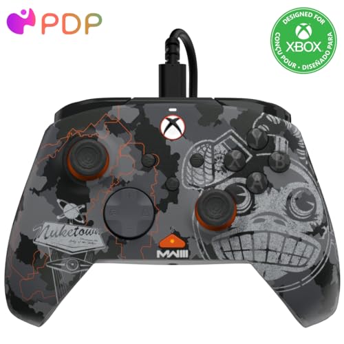 PDP Gaming REMATCH GLOW Enhanced Wired Controller Licensed for Xbox Series X|S/Xbox One/PC/Windows, Mappable Back Buttons, Advanced Customizable App - Call of Duty Monkey Bomb (Glow in the Dark)