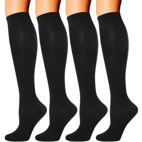 Double Couple 4 Pairs Compression Socks for Men and Women 20-30 mmHg Compression Stockings