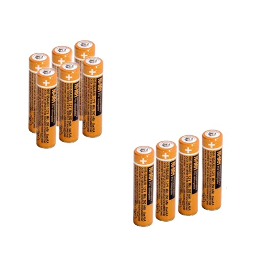 ZZWJBCYLE 10 Pack HHR-55AAABU NI-MH AAA Rechargeable Battery for Panasonic, 1.2v 550mah Rechargeable AAA Batteries for Panasonic Cordless Phone Handset, Remote Controls, Electronics