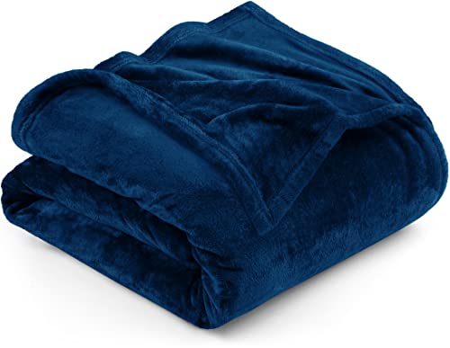 Utopia Bedding Fleece Blanket Queen Size Navy 300GSM Luxury Bed Blanket Anti-Static Fuzzy Soft Blanket Microfiber (90x90 Inches)