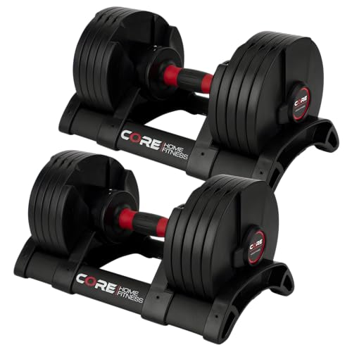 Core Fitness Adjustable Dumbbell Weight Set by Affordable Dumbbells - Space Saver - Dumbbells for Your Home