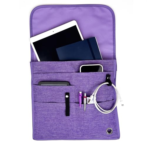 SO~MINE Airplane Pocket Organizer | In Flight Seat Back Organizer Bag | Commuter Essential Travel Bag | Media Pouch For Flying | Travel Gift | Attaches To Luggage (Purple)