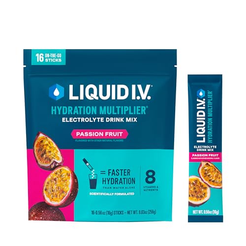 Liquid I.V. Hydration Multiplier - Passion Fruit - Hydration Powder Packets | Electrolyte Powder Drink Mix | Convenient Single-Serving Sticks | Non-GMO | 1 Pack (16 Servings)