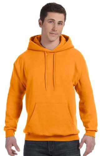 Hanes Men's Pullover EcoSmart Hooded Sweatshirt, Safety Orange, X-Large