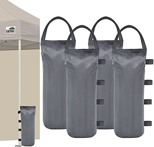 Eurmax USA Weight Capacity 112 LBS Extra Large Pop up Gazebo Weights Sand Bags for Pop up Canopy Tent Outdoor Instant Canopies,Sand Bags Without Sand, 4-Pack,(Gray)