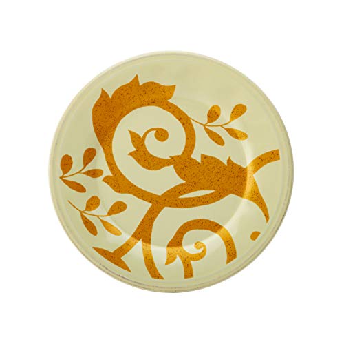 Rachael Ray Dinnerware Gold Scroll 8-Inch Salad Plate, Almond Cream