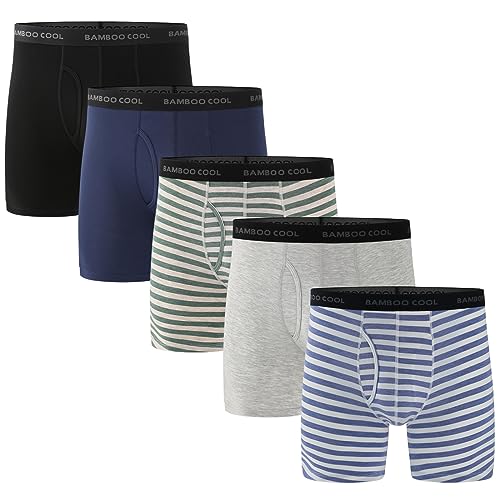 BAMBOO COOL Men's Underwear Boxer Briefs Pack Soft Breathable Long Underwear Boxer Briefs for Men
