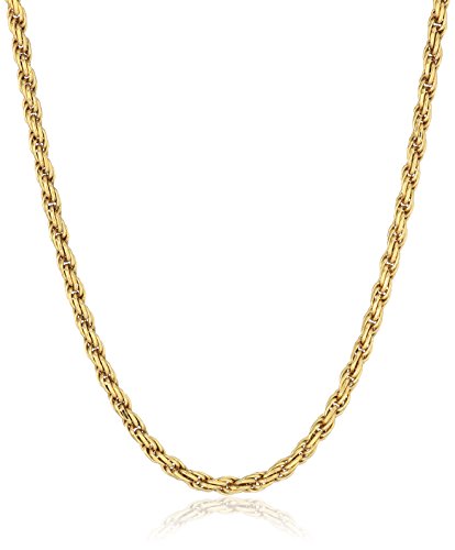 Amazon Essentials Yellow Gold Plated Sterling Silver Diamond Cut Rope Chain Necklace, 20' (previously Amazon Collection)