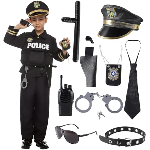 Spooktacular Creations Police Costume for Kids (Boys) in Dark Premium Style for Police Themed Events, Parties, and Halloween Dress Up (Small (5-7yr))