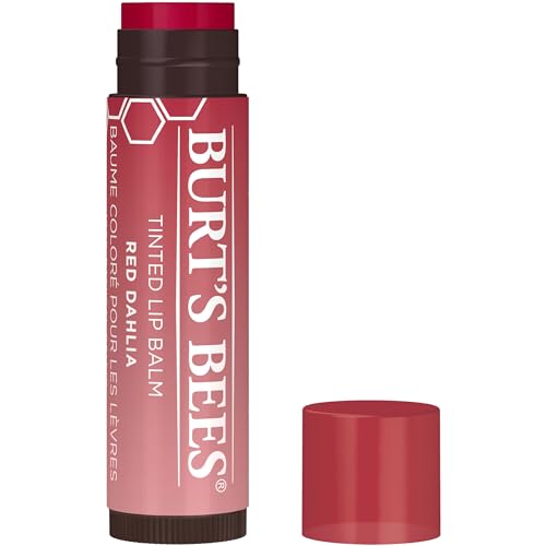 Burt's Bees Lip Tint Balm, Mothers Day Gifts for Mom with Long Lasting 2 in 1 Duo Tinted Balm Formula, Color Infused with Deeply Hydrating Shea Butter for a Buildable Finish, Fiery Red Dahlia (2-Pack)