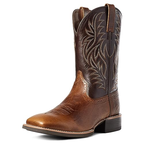 CHUUMEE Men's Fashion Round Toe Embroidered Western Cowboy Boots (Brown 1,9.5,9.5)