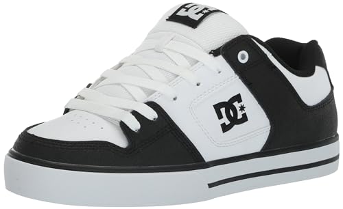 DC Men's Pure Casual Low Top Skate Shoe, Black/Black/White, 12 D D US