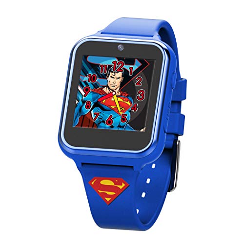 Accutime Superman Touchscreen Interactive Smart Watch for Kids - Blue Educational Timepiece with Camera, Games & Pedometer - Engaging Learning Toy for Boys & Girls