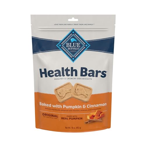 Blue Buffalo Health Bars Natural Crunchy Dog Treats Biscuits, Pumpkin & Cinnamon 16-oz Bag