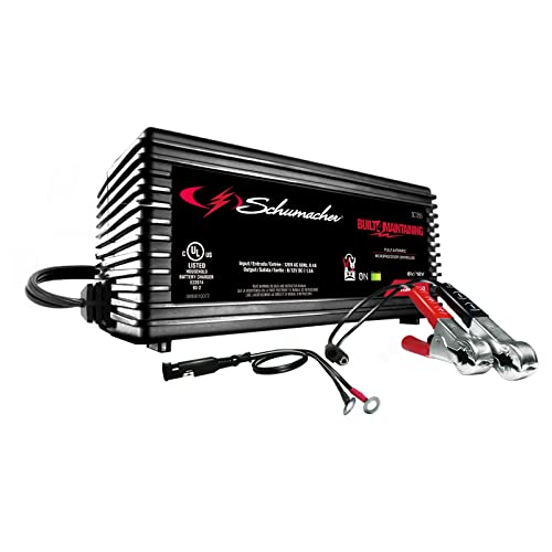 Schumacher Electric SC1355 Fully Automatic Battery Maintainer for Motorcycle, Power Sport, Car, and Boat Batteries, 1.5 Amps, 6 Volt, 12 Volt, Black, 1 Unit