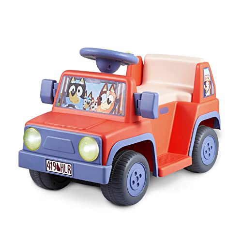 Bluey 6V Ride On Car for Toddlers - Interactive Electric Car for Kids with Sound Effects & Music, Riding Toy for Boys & Girls, Includes 6V Rechargeable Battery & Charger