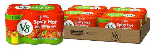 V8 Spicy Hot 100% Vegetable Juice, 11.5 fl oz Can (4 Cases of 6 Cans)