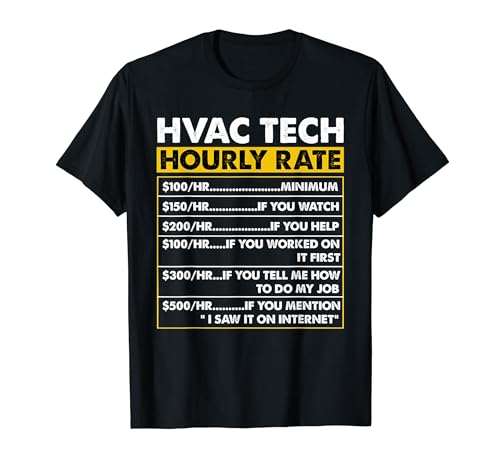 HVAC Tech Tools Funny Vintage HVAC Technician Hourly Rate T-Shirt