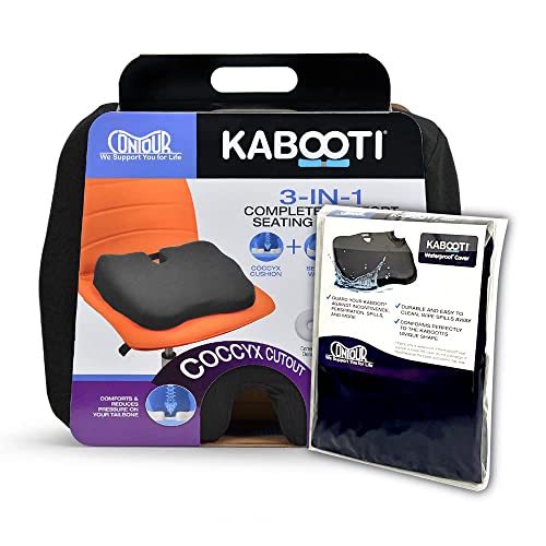 Contour Kabooti Donut Seat Cushion, 3-in-1 Design with Center Cutout for Back Pain, Tailbone Pain, Sciatica or Hemorrhoids - Includes Waterproof Resistant Removable Cover