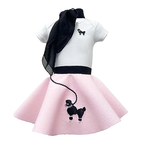 Hip Hop 50's Shop Baby/Infant 3 Piece Poodle Skirt Costume Set (Light Pink 12 month-3PC)