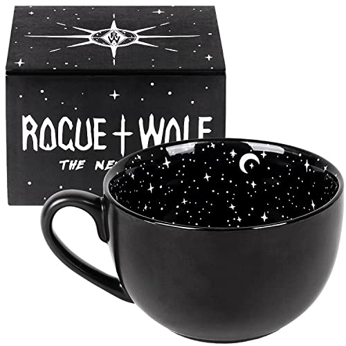 Rogue + Wolf Midnight Large Coffee Mug Goth Decor in Gift Box Halloween Spooky Gifts Ghost Witch Mugs for Women Men Acotar Witchy Novelty Porcelain Tea Cup Gothic Witchcraft - 17.6oz 500ml