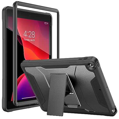 Soke Case for iPad 9th/8th/7th Generation 10.2-Inch (2021/2020/2019 Release), Shockproof Rugged Protective Cover with Built-in Kickstand for Apple iPad 10.2 Inch - Black