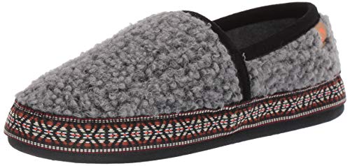 Acorn Women's Woven Trim Moc Slipper, Stormy Grey, Large