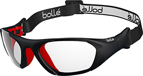 Bolle Baller Sport Protective Glasses w/Strap Black and Red Polycarbonate Lens w/Anti-Fog and Anti-Scratch Unisex-Adult Large