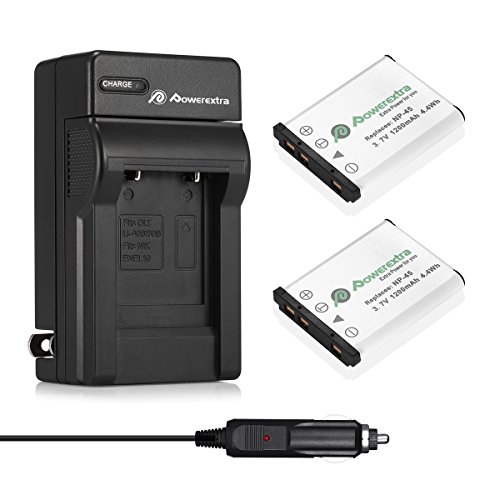 Powerextra 2 x NP-45A NP-45B NP-45S Battery and Charger Compatible with Fujifilm INSTAX Mini 90 Fujifilm FinePix XP140 XP130 XP120 XP90 XP80 XP70 XP60 XP50 XP30 XP20 T560 T550 T510 T500 T400 T360