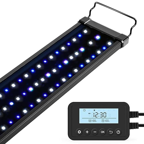 NICREW 32W Saltwater Aquarium Light, Marine LED Reef Light for Corals, Programmable Timer Controller, 30 to 36-Inch