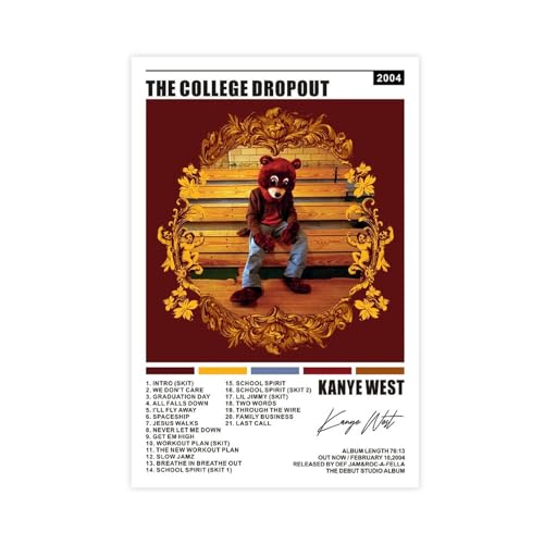 suffcind Music Poster Kanye Poster West The College Dropout Album Cover Canvas Poster Wall Art Decor Print Picture Paintings for Living Room Bedroom Decoration Unframe-style12x18inch(30x45cm)