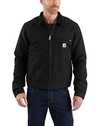 Carhartt Mens Relaxed Fit Duck Blanket-lined Detroit Jacket Work Utility Outerwear, Black, Large US