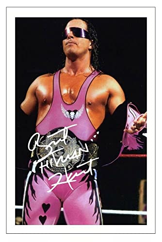 Bret The Hitman Hart Signed 12x8 Inch Photo Print Pre Printed Signature Wrestling Autograph Gift Artwork, Wall Art