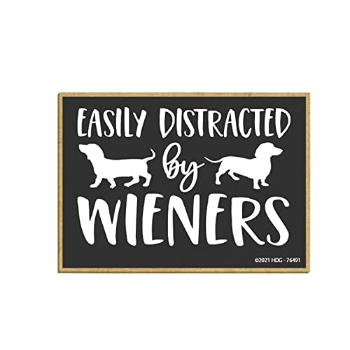 Honey Dew Gifts, Easily Distracted by Wieners, 2.5 Inches by 3.5 Inches, Locker Decorations, Refrigerator Magnets, Fridge Magnets, Decorative Funny Magnets, Dachshund Gifts, Dachshund Decor, 76491