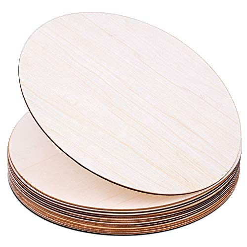 Wood Circles for Crafts, Audab 12 Pack 12 Inch Unfinished Wood Rounds Wooden Cutouts for Crafts, Door Hanger, Door Design, Wood Burning