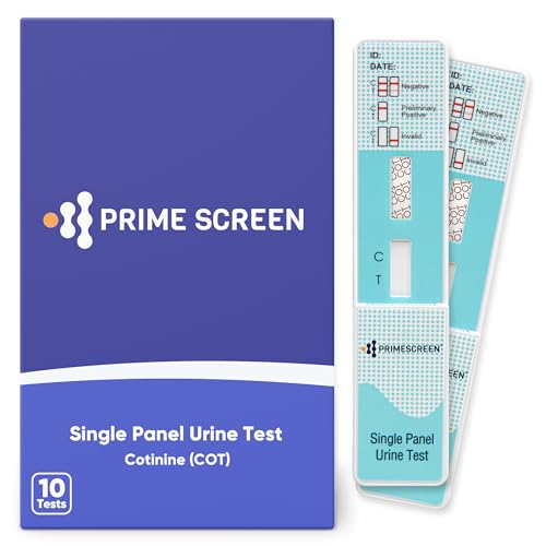 Prime Screen [10 Pack] Nicotine Tobacco Cotinine Urine Test Kit - Urine Dip Card Testing Cotinine from Smoking - WCOT-114