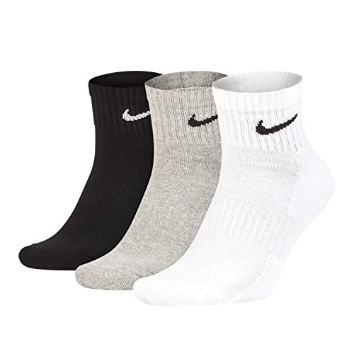 Nike Everyday Cushion Ankle Training Socks (3 Pair), Men's & Women's Ankle Socks with Sweat-Wicking Technology, Multi-Color, Large