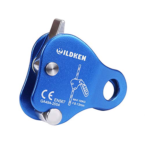 WILDKEN Climbing Ascender Fall Protection Belay Device Climbing Rope Grab for Rock Climbing Mountaineering Tree Arborist Expedition Caving Rescue Aerial Work (Blue)