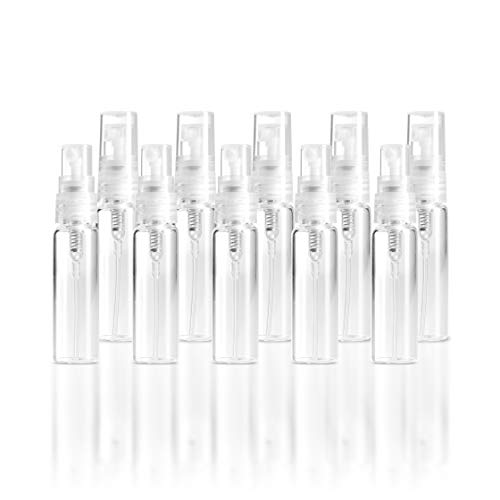 Your Oil Tools 5ml Clear Glass Vials with Clear Fine Mist Spray (10 Pack)