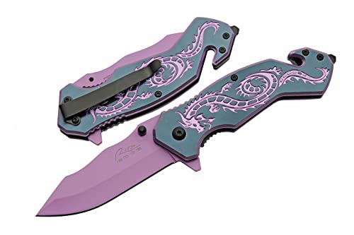 SZCO Supplies 300586-PU Flying Dragon Assisted Open Rescue Utility Folding Knife, Purple, 7.75' Length