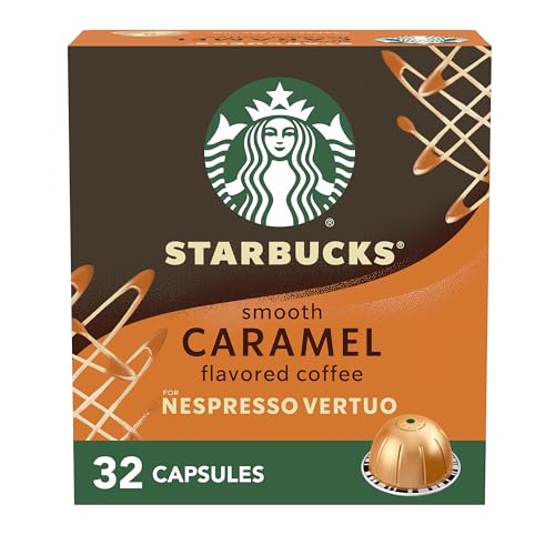 Starbucks by Nespresso Vertuo Line Caramel Flavored Coffee (8-count single serve capsules each, compatible with Nespresso Vertuo Line System) Naturally Flavored, 4 Pack