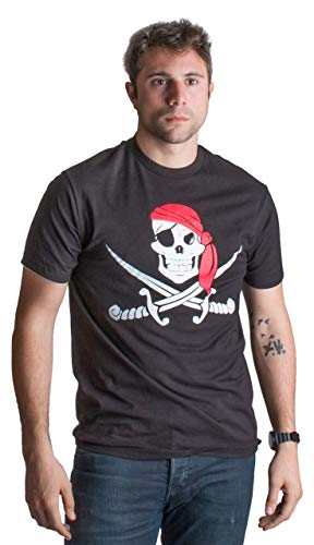 Ann Arbor T-shirt Co. Adult Jolly Roger Pirate Flag | Skull & Crossbones Caribbean Cruise Costume, L