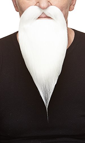 Mustaches Self Adhesive Fake Beard, Novelty, Philosopher False Facial Hair, Costume Accessory for Adults, White Color