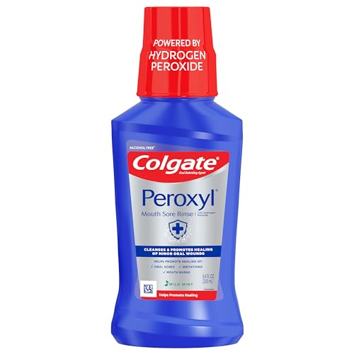 Colgate Peroxyl Antiseptic Mouth Sore Rinse, Alcohol Free, 1.5% Hydrogen Peroxide, Mild Mint, 8.4 Fl Oz (Pack of 1)