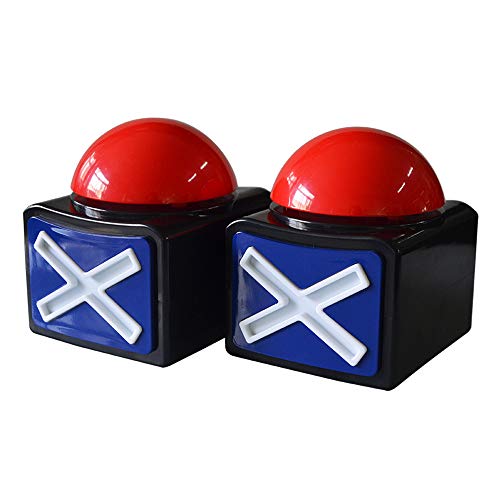 DOXISHRUKY 2Pcs Game Buzzer, Answer Buzzers for Game Show with Light & Alarm Sound Game Show Button Box Party Contest Prop Toy, Trivia Quiz Got Talent Buzzer for Family Feud Game