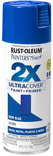 Rust-Oleum 334032 Painter's Touch 2X Ultra Cover Spray Paint, 12 oz, Gloss Deep Blue