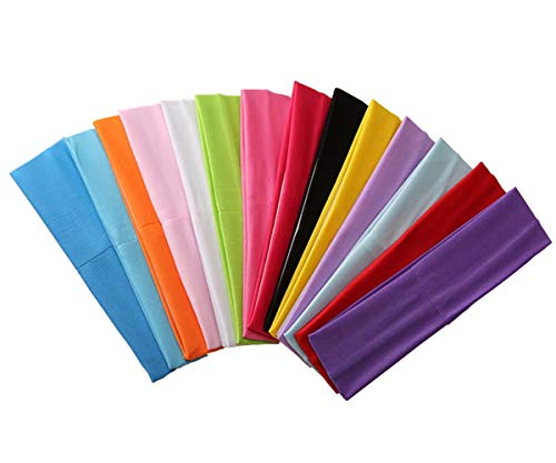 Zapire 14pcs Mixed Colors Yoga Sports Headbands for Women - Soft Elastic Stretch Girls Athletic Headbands